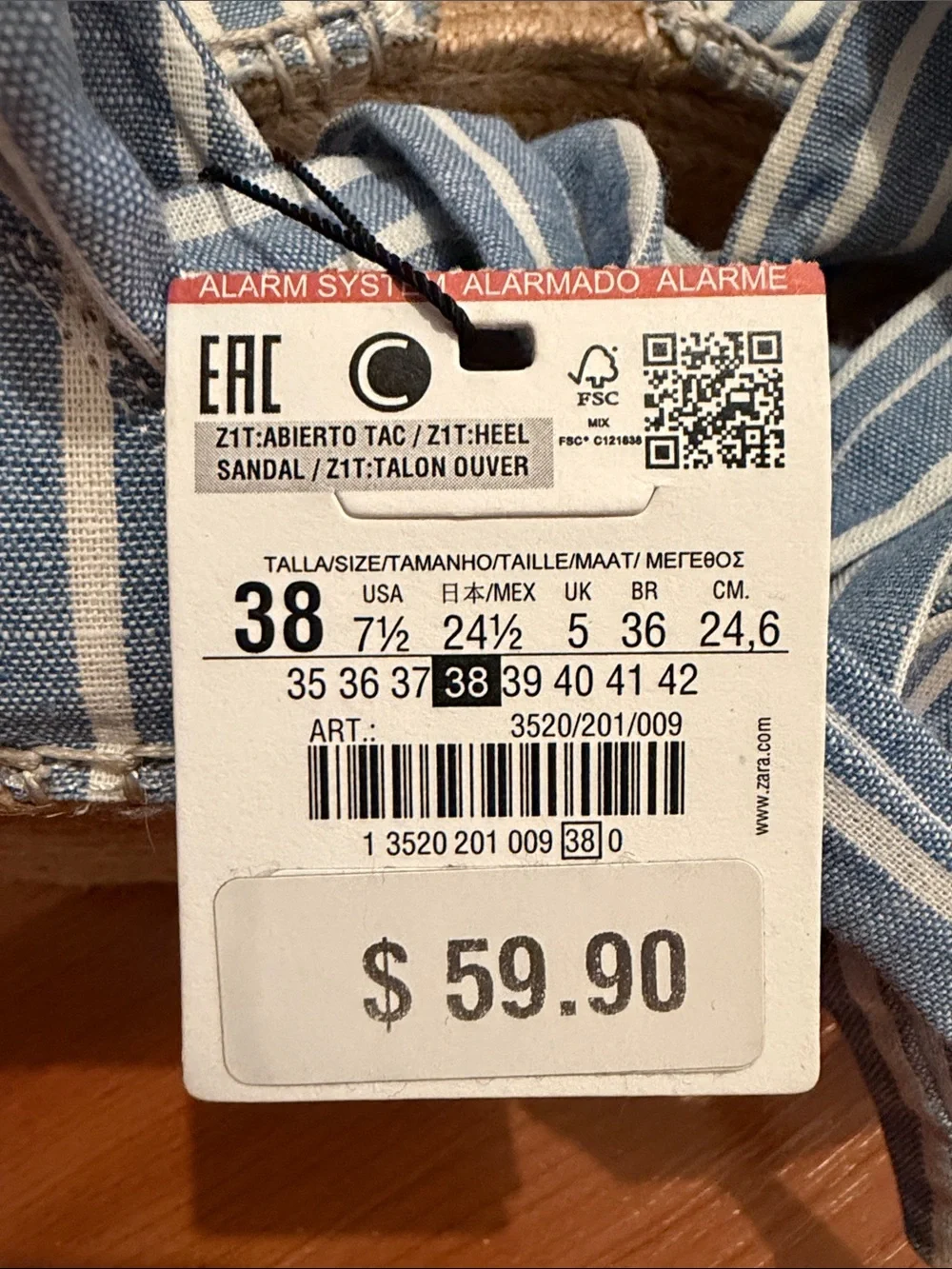 NWT Zara Blue Stripe Espadrille Platform Sandals